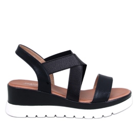Black wedge sandals