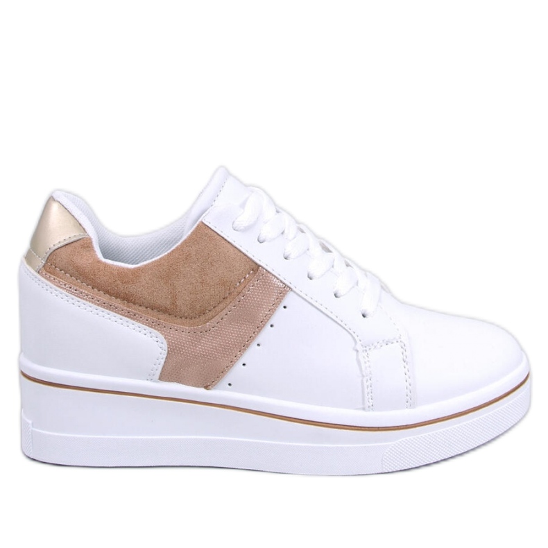 Beige wedge sneakers white