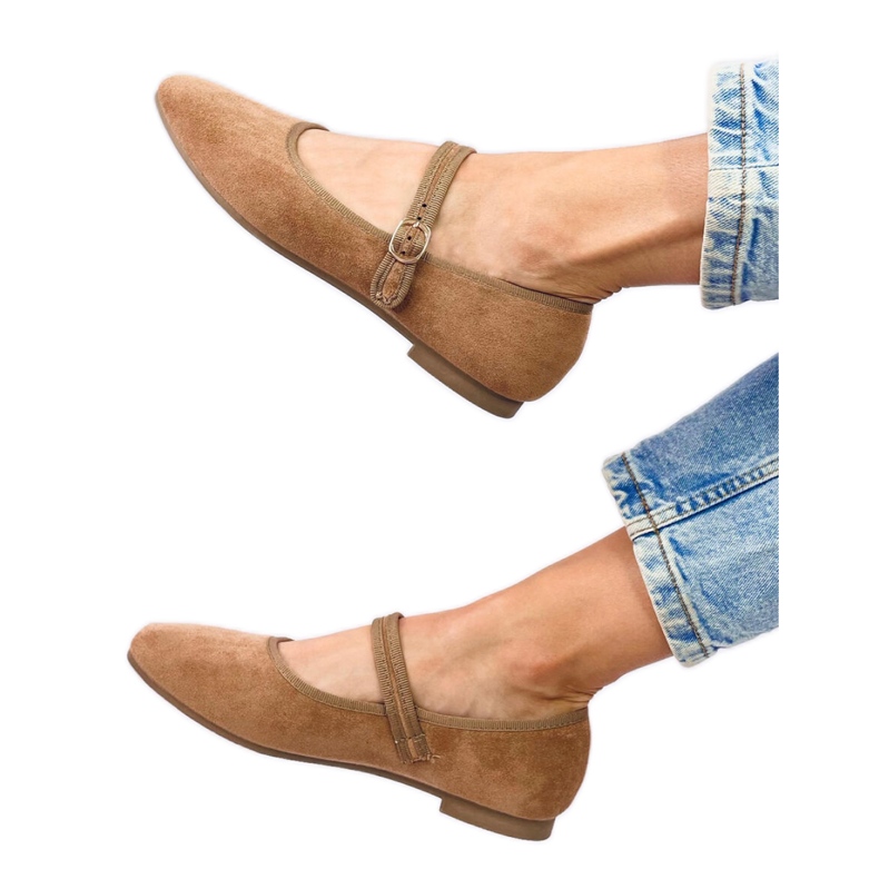 Mary Jane Khaki style ballet flats brown