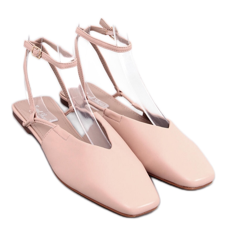 Open heel ballet flats Nude beige