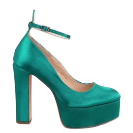 Women's satin high-heeled pumps green Women's satin high-heeled pumps green