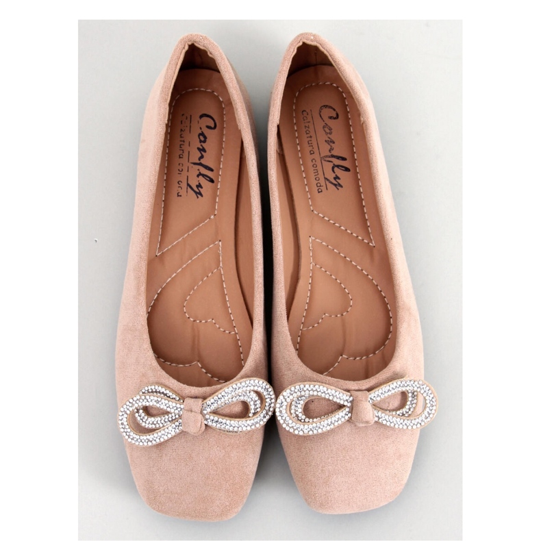 Suede ballet flats with a bow by Serna Kaki - Inello beige