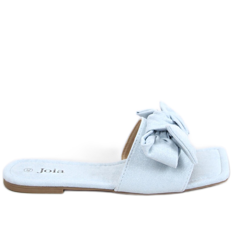 Blue flip-flops with a square sole