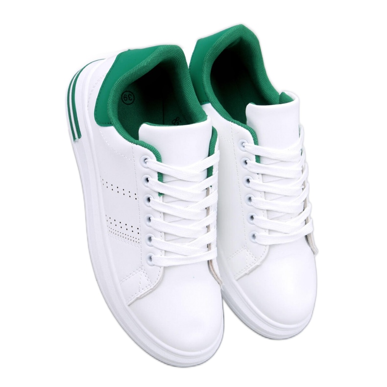Green wedge sneakers white