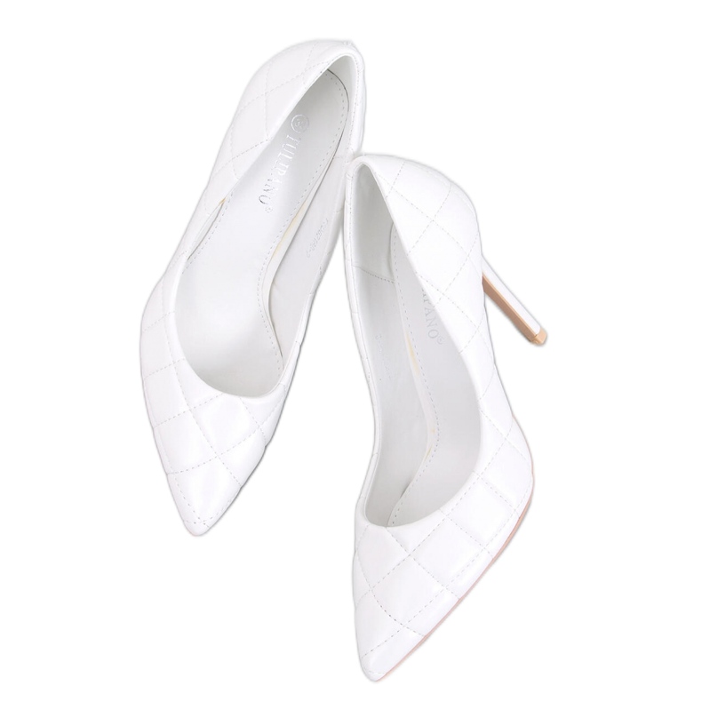 White quilted stiletto heel pumps White quilted stiletto heel pumps