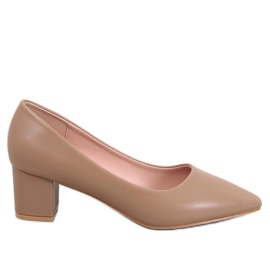 Khaki low heel pumps brown