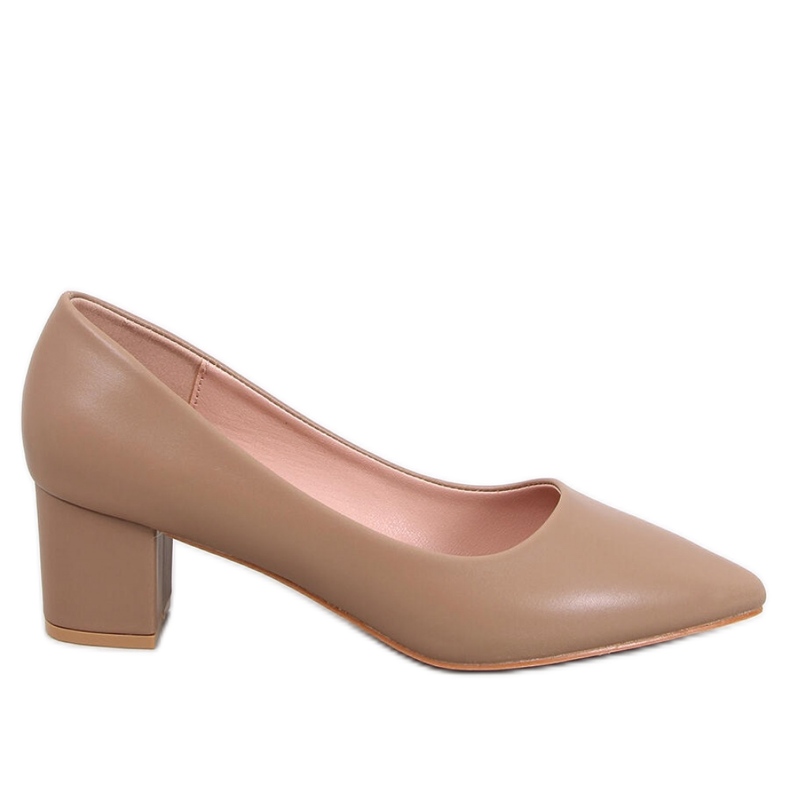 Khaki low heel pumps brown
