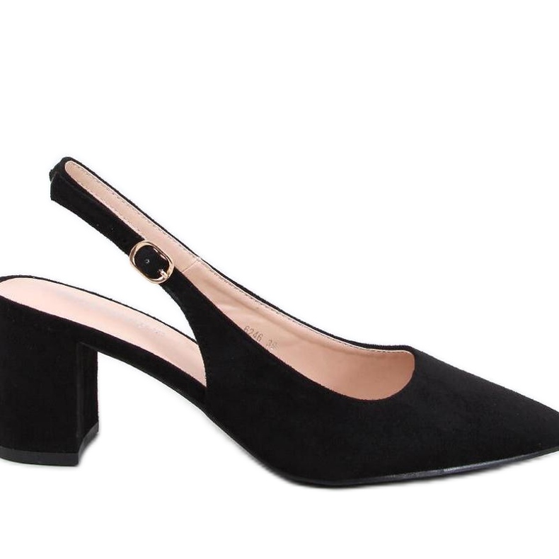 Suede Pumps with an open heel Black
