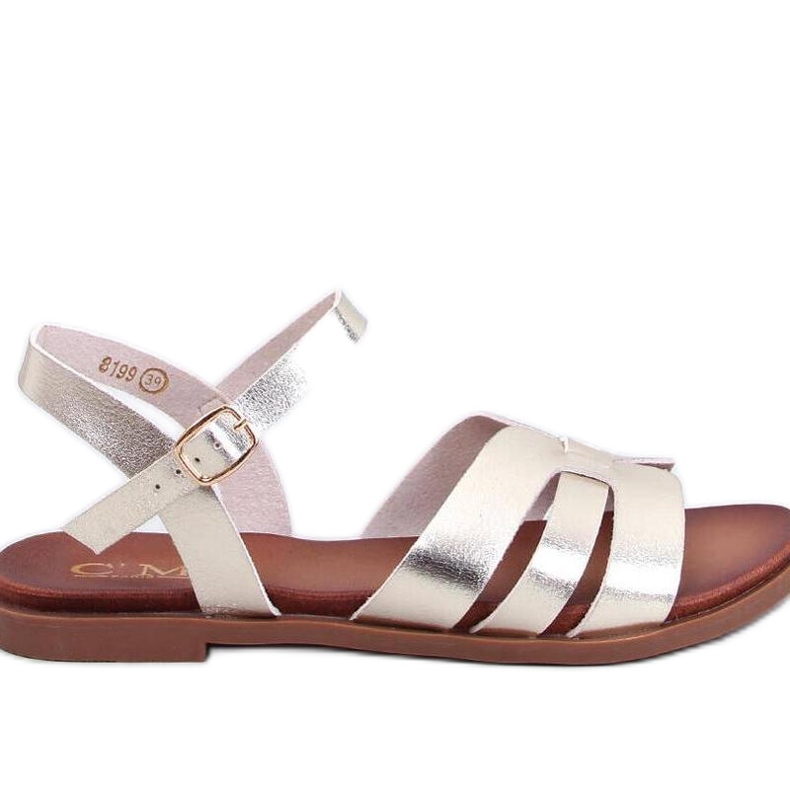 Gold women's flat sandals golden