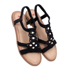 Boho Black string sandals