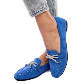 Blue suede loafers
