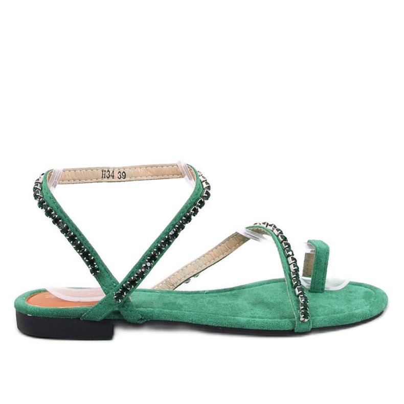 Flip-flop sandals with Green zircons