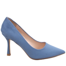 Blue suede women's high heels