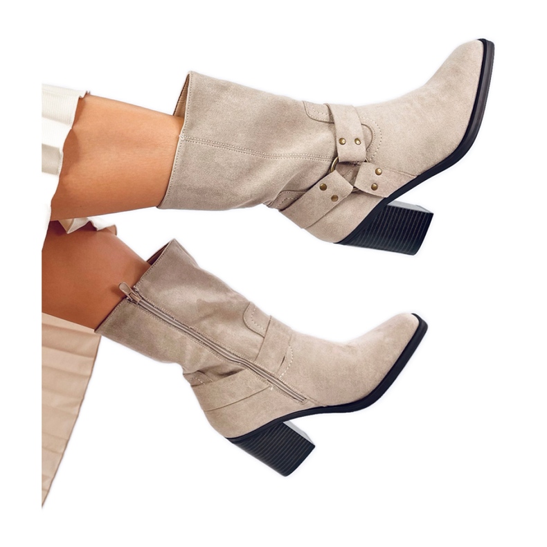 Suede cowboy boots Beige