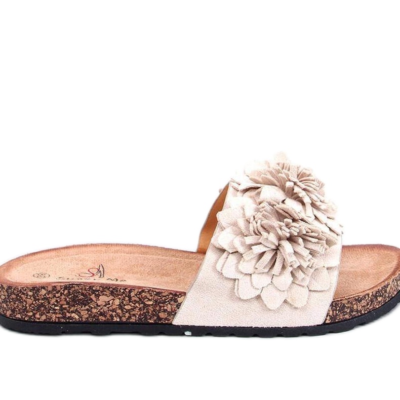 Sandal Cork flip-flops with Sebill Beige flowers - Inello