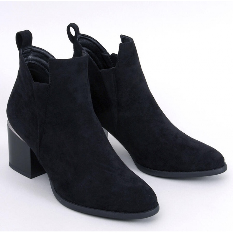 Hallie Black suede high-heeled ankle boots - Inello