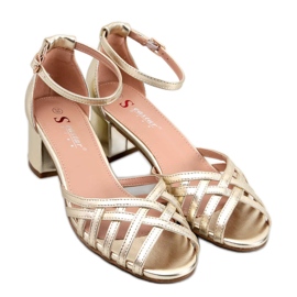 Kermel Gold low-heeled sandals - Inello yellow