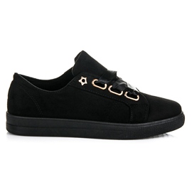 Ideal Shoes Suede Sneakers With A Ribbon black