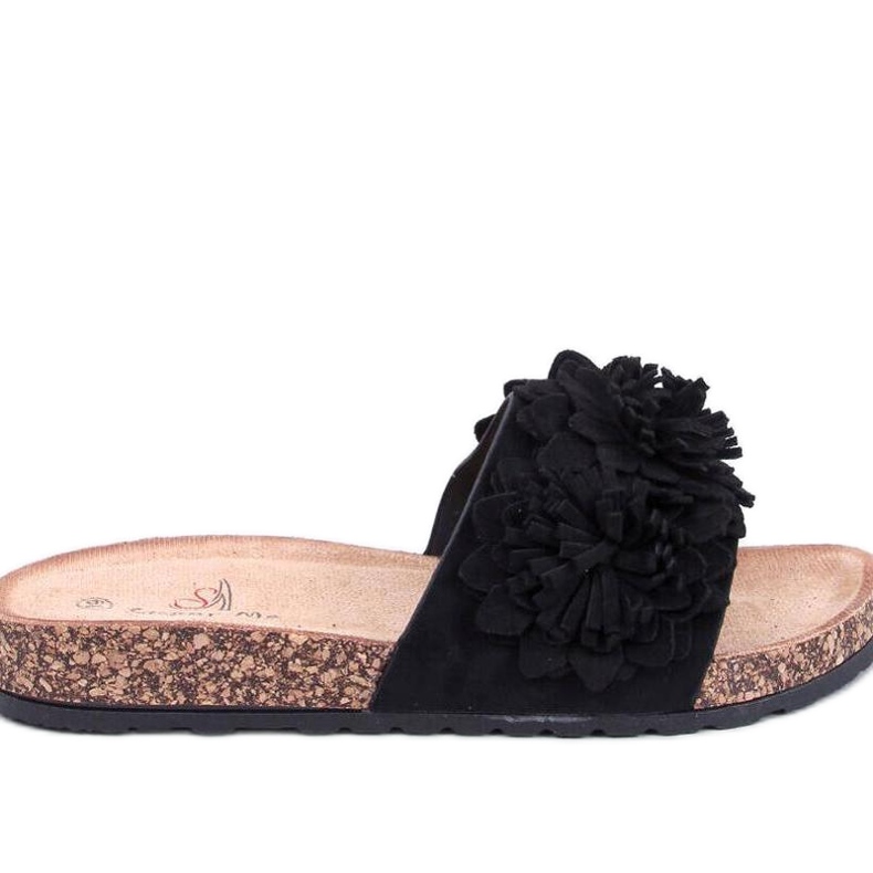Sandal Cork flip-flops with flowers Sebill Black - Inello