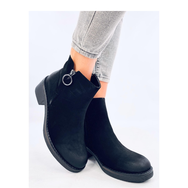 Levere Black nubuck low-heeled ankle boots - Inello