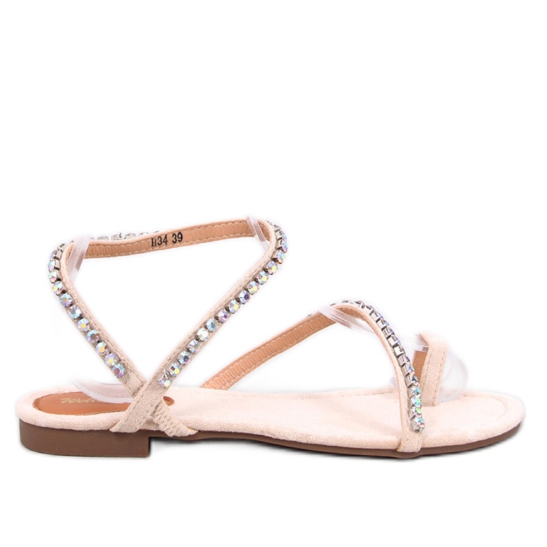 Ayless Beige flip-flop sandals with rhinestones - Inello
