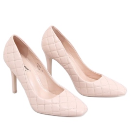 Women's Quilted High Heels BEIGE AND PINK LE082P Beige - Inello