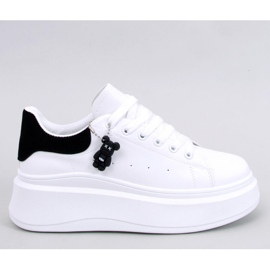 Liezel WHITE/BLACK wedge sneakers with pendant - Inello Liezel WHITE/BLACK wedge sneakers with pendant - Inello