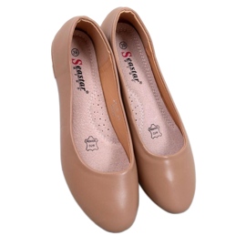 Tova Khaki ballet flats with leather insert - Inello brown Tova Khaki ballet flats with leather insert - Inello brown