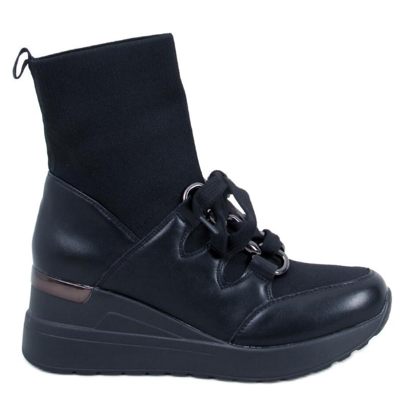 Kaye Black wedge ankle boots with elastic upper - Inello