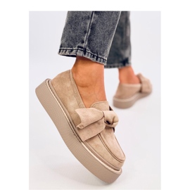 Tempelton Khaki suede moccasins with a bow - Inello beige