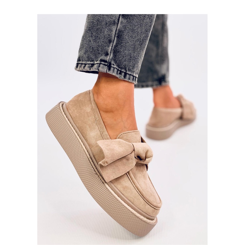 Tempelton Khaki suede moccasins with a bow - Inello beige