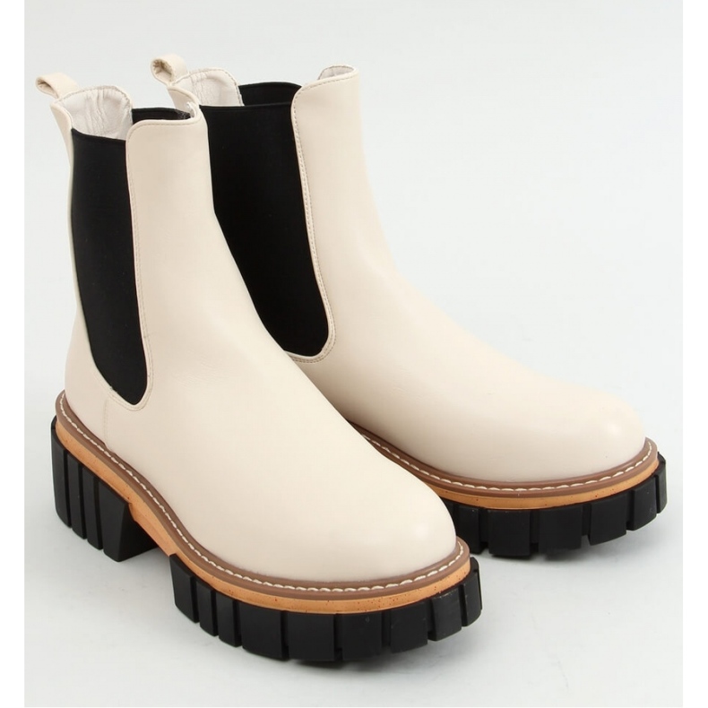 Women's cream Chelsea boots NS228P Beige - Inello Women's cream Chelsea boots NS228P Beige - Inello
