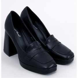 Entee Black high-heeled loafers - Inello