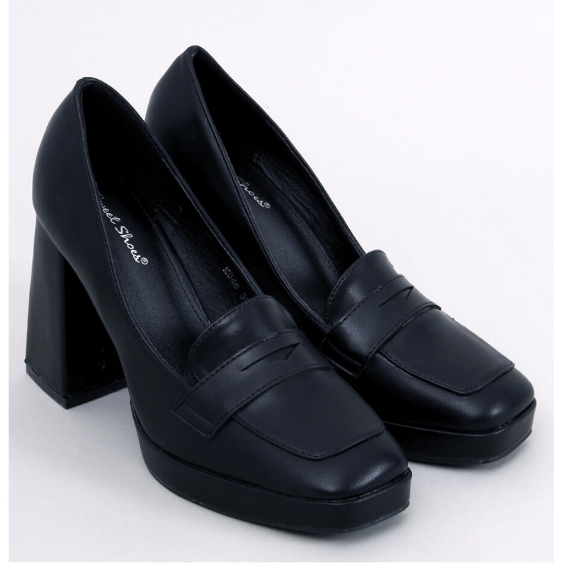 Entee Black high-heeled loafers - Inello