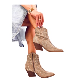 Lorenzo Khaki cowboy boots with stones - Inello beige