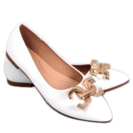 Elegant ballet flats with a buckle Simona White - Inello