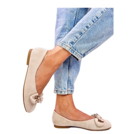 Cranny Beige golden teddy bear ballet flats - Inello