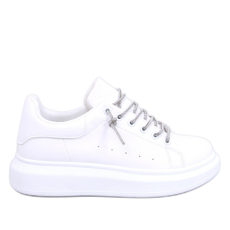Sneakers with crystal laces Series WHITE/SILVER - Inello
