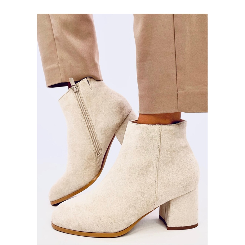 Marple Beige smooth high-heeled ankle boots - Inello
