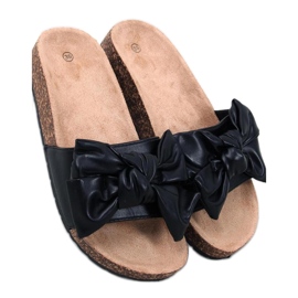 Bussi Black cork flip-flops with a bow - Inello