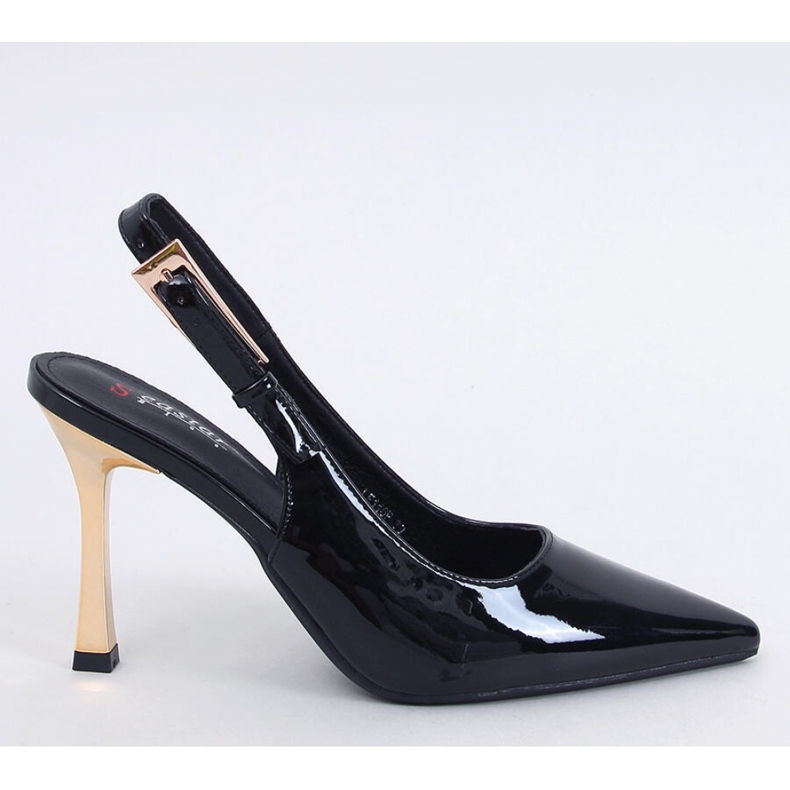 Patent stilettos with open heel Mariot Black - Inello