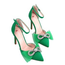 Triana Green high heels with a tulle bow - Inello