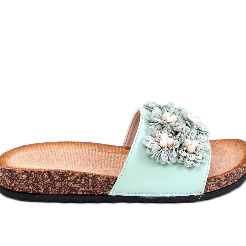 Sandal Cork flip-flops with flowers Emiles Green - Inello