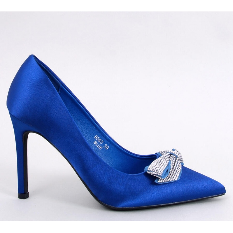 Trini Blue satin high heels with a bow - Inello