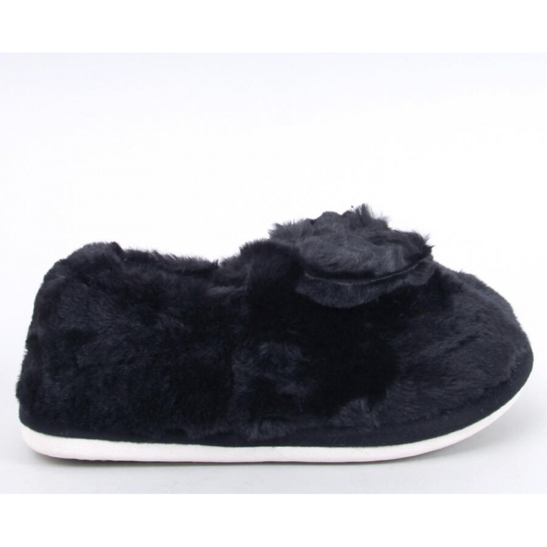 Fur slippers with a bow Emres Black - Inello
