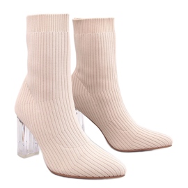 Destani Beige transparent heel sock boots - Inello