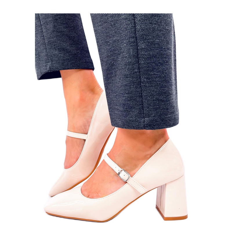 Maddoi Beige patent high heel pumps - Inello