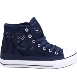 Openwork high-top sneakers Mousse Navy - Inello