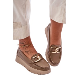 Moccasins Model Desmond 10141 Dark Beige Leather - Step in style