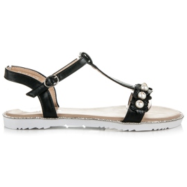 Nio Nio Flat Sandals With Beads black Nio Nio Flat Sandals With Beads black